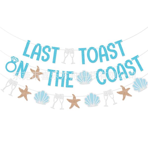 Coast Last Toast Banner Seashell Starfish Wine Glass Decoration…