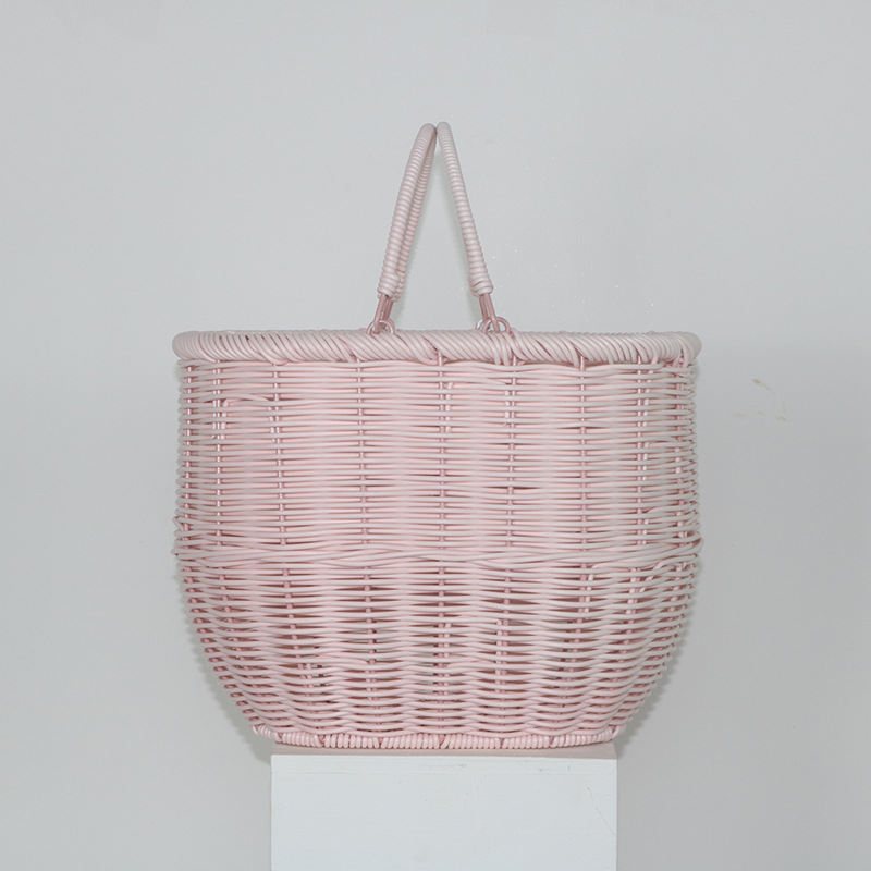 Ins estilo de almacenamiento de la cesta portátil PE Rattan cesta tejida flor floral arreglo floral azul portátil