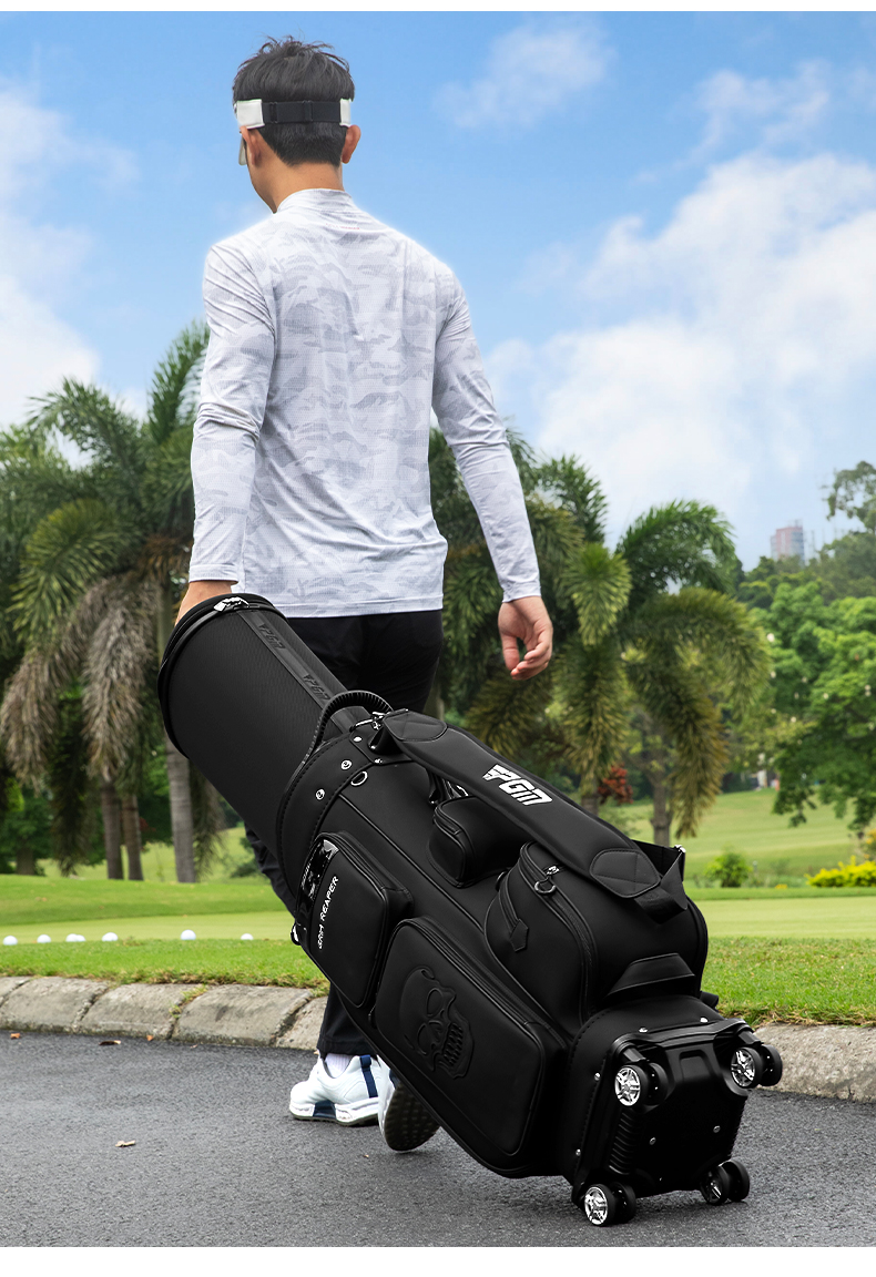 Túi golf PGM vỏ cứng co giãn, bốn bánh xoay 360 độ, ký gửi hàng không — Túi golf đen【Vỏ cứng co giãn/Đựng gậy ngược/Ký gửi hàng không/Bánh xe xoay】QB194 chi tiết 10