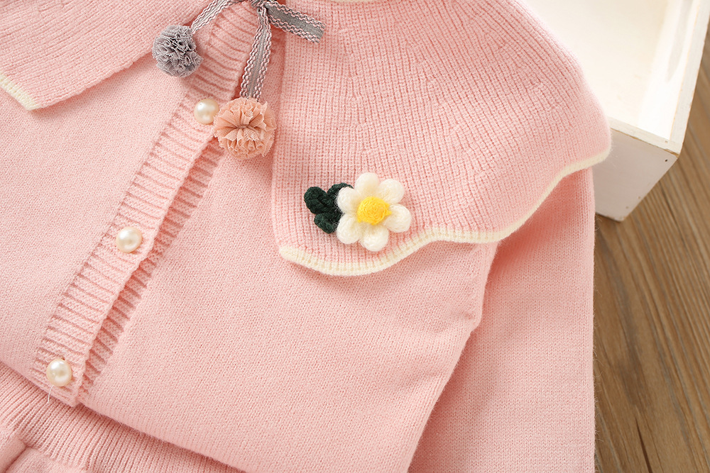 Κοριτσίστικο Πουλόβερ 2023 Φθινόπωρο Νέο Μοντέρνο Κορεάτικο Μονόχρωμο Πλεκτό Φούστα με Μεγάλο Γιακά, Σετ Δύο Τεμαχίων_voghion.com