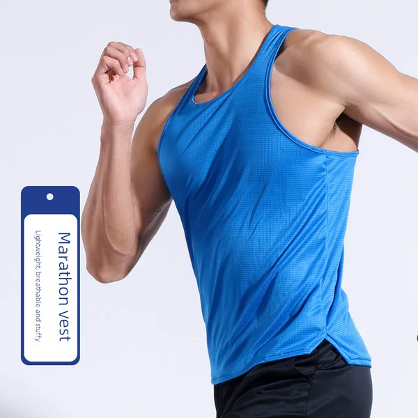 Spring and Summer New Polyester Track and Field Sports Men's Running Breathable Men's Fitness Ultra-light Marathon Quick-drying Vest
