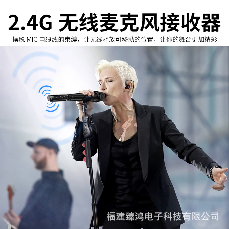 2.4g micrófono receptor inalámbrico Linder XLR escenario capacitancia 5V / bobina móvil 48V soporte de micrófono cableado