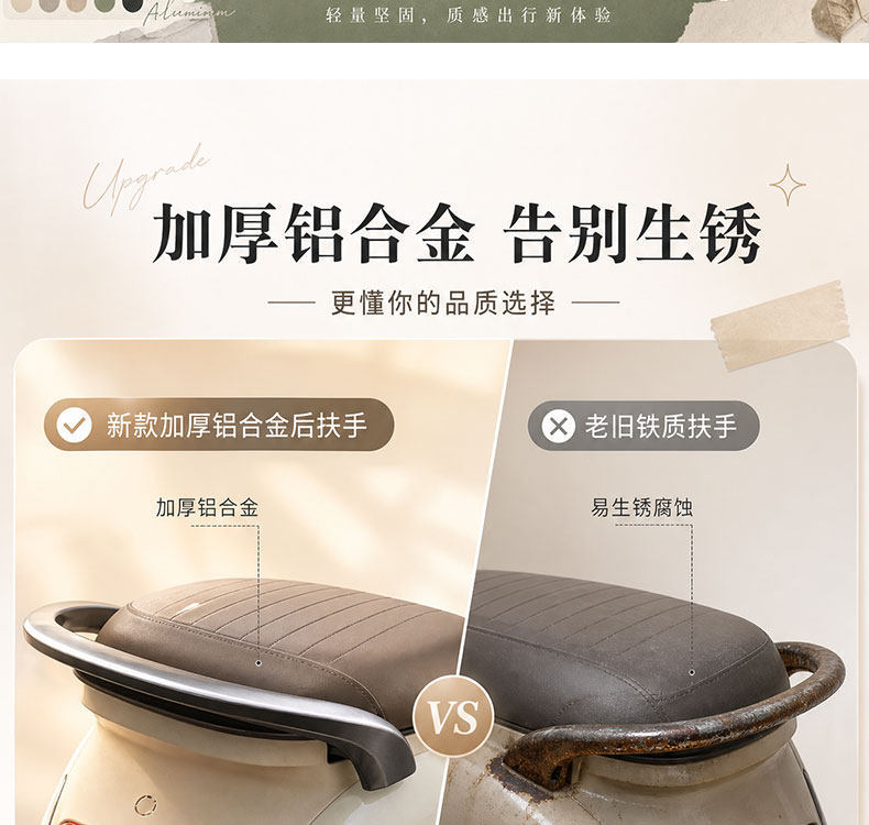 Suitable for Ninebot Q series electric scooters, thickened rear handrail for Q85C/Q80C/Q70, direct-fit rear handrail modification accessory