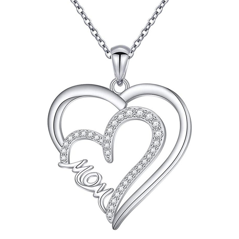 Copper Simple Style Commute Heart Shape Inlay Rhinestones Pendant Necklace display picture 4