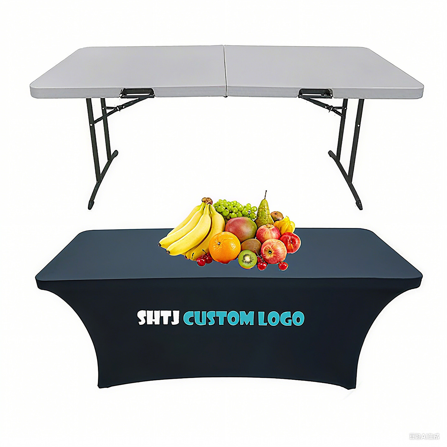 Mesa de reunión estand creativo en línea LOGO cubierta de mesa lavado impresión digital tela elástica cubierta de silla publicitaria tela personalizada