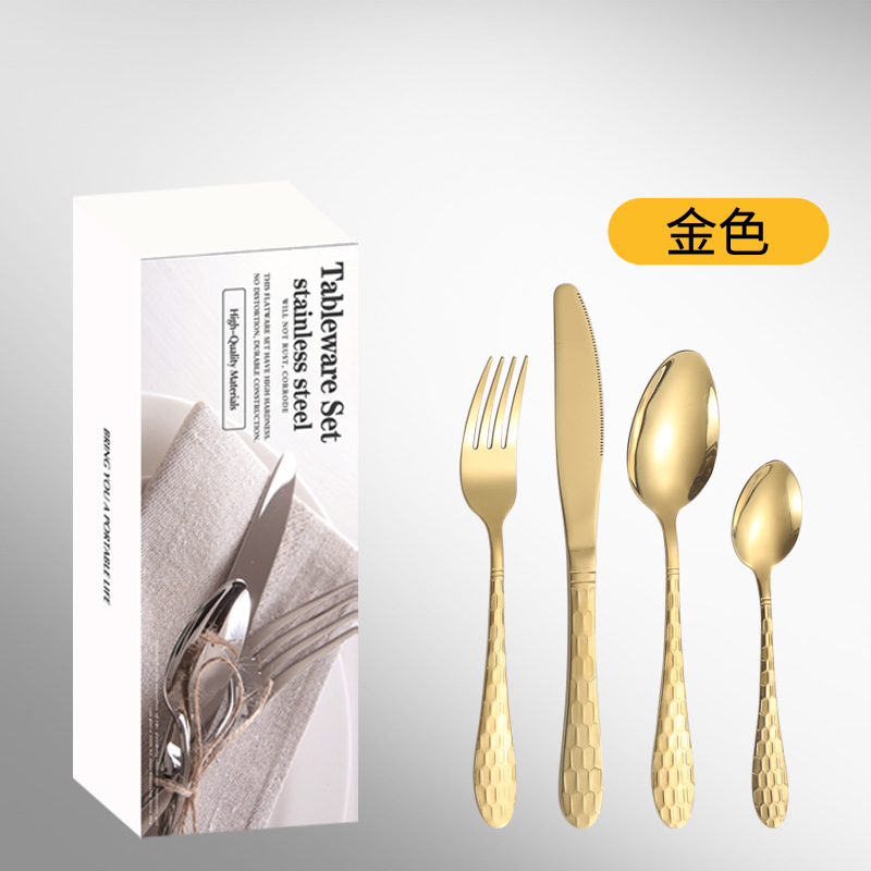 Productos de venta caliente de comercio electrónico transfronterizo cubiertos de acero inoxidable 16 / 24 juegos de cubo de agua 4 juegos de cuchillo y tenedor de cucharas