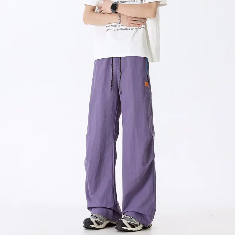 Американские уличные брюки на молнии с цветными блоками унисекс, весна-лето, новые модные свободные прямые широкие стильные повседневные брюки