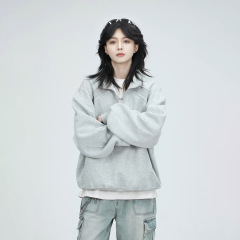美式半拉链套头卫衣男2025春秋新款拼接oversize美式运动外套上衣
