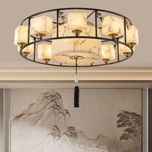 新中式吊灯客厅灯禅意中国风仿云石大厅餐厅茶室卧室全铜高档灯具