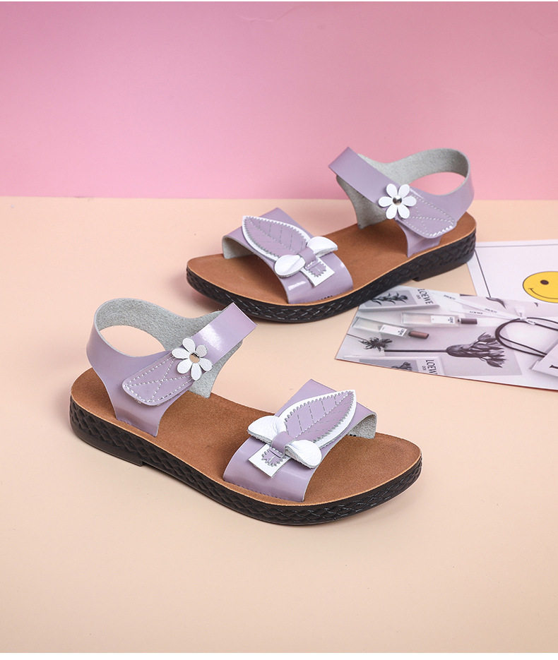 Dép sandal trẻ em đế mềm chống trơn trượt, quai ngang khóa cài, họa tiết hoa nhí — Màu tím, Xanh nhạt, màu vàng kim chi tiết 16