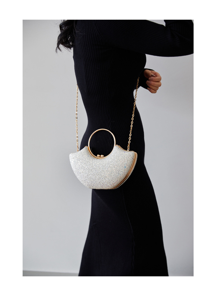 Women's Small PVC Solid Color Elegant Sequins Shell Lock Clasp Evening Bag display picture 19