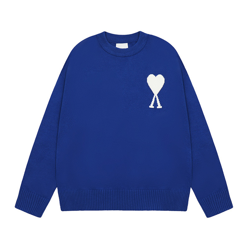 大注目！ ami セーター ラウンドネック ビッグラブ 25ss 新しいカップルルーズ長袖クロスボーダーウール女性のセーター|undefined