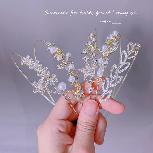  New Zircon Diamond Headband Female Princess Style Headband Temperament Pearl Hairpin High-end Outing Headwear