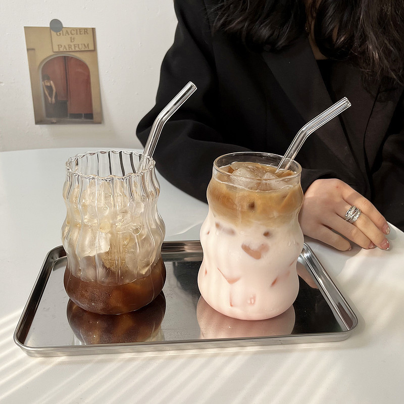 ぽっちゃり波状雲コーヒー高ホウ素ガラスカップイン家庭用女の子高見え飲料冷水ミルクティーカップ|undefined
