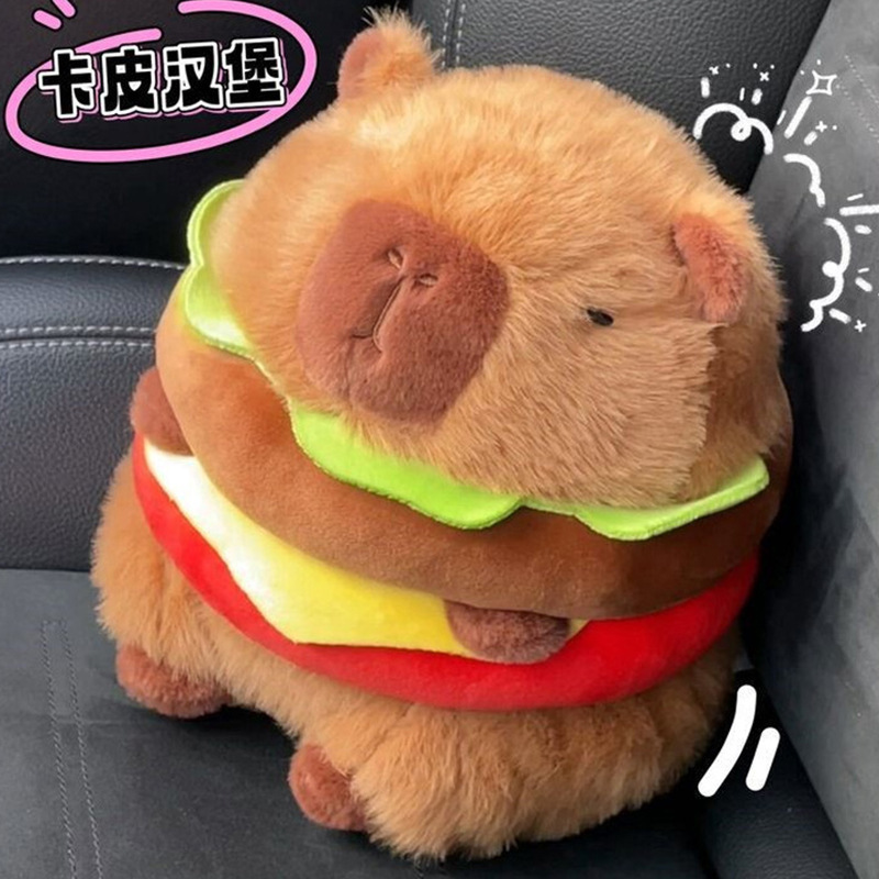 カピバラ人形ハンバーグカピバラぬいぐるみピンクのリュックサックのぬいぐるみが寝ているぬいぐるみがプレゼントされます。|undefined