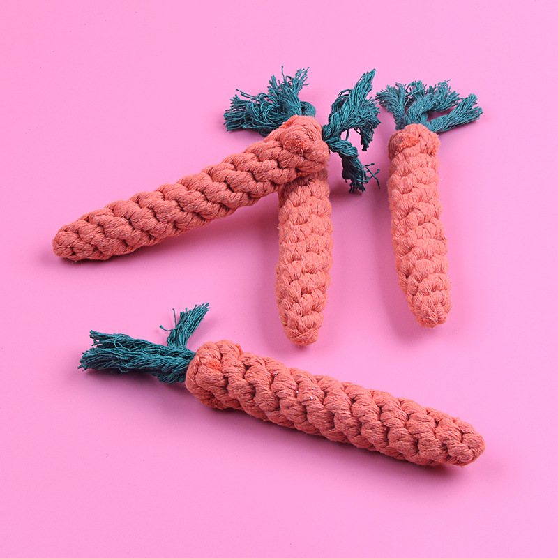 Węzły bawełniane z marchewki, zabawki dla psów odporne na gryzienie, liny tkane, artykuły dla zwierząt_voghion.com
