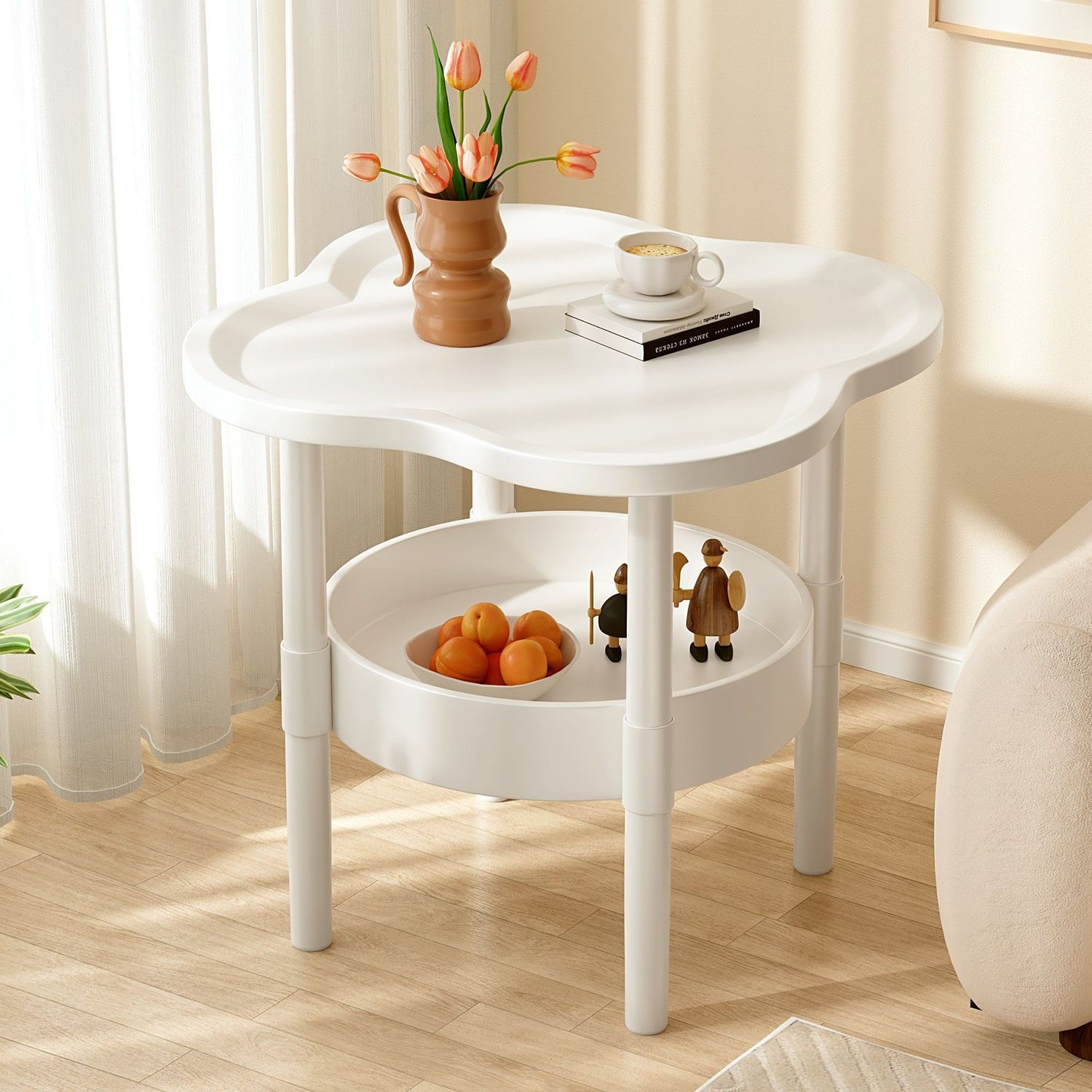 Mesa de té moderna y simple mesa de sala de estar móvil estante sofá de viento crema gabinete creativo