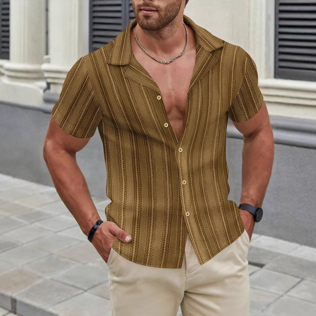 Strick-polohemd Für Herren Mit Streifen Und Lochmuster Sommer_voghion.com