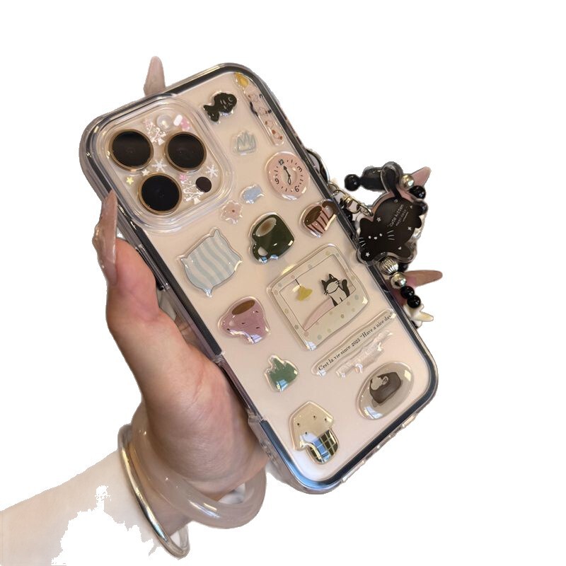 かわいい黒猫ステッカーチェーン Huawei 社 mate60pro 携帯電話ケース P70/P60/P50 新しい mate70pr に適しています|undefined