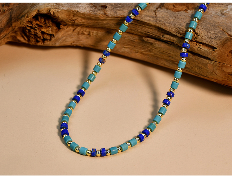 Bohemian Turquoise Semi-precious Stone Handmade Beaded Necklace display picture 4