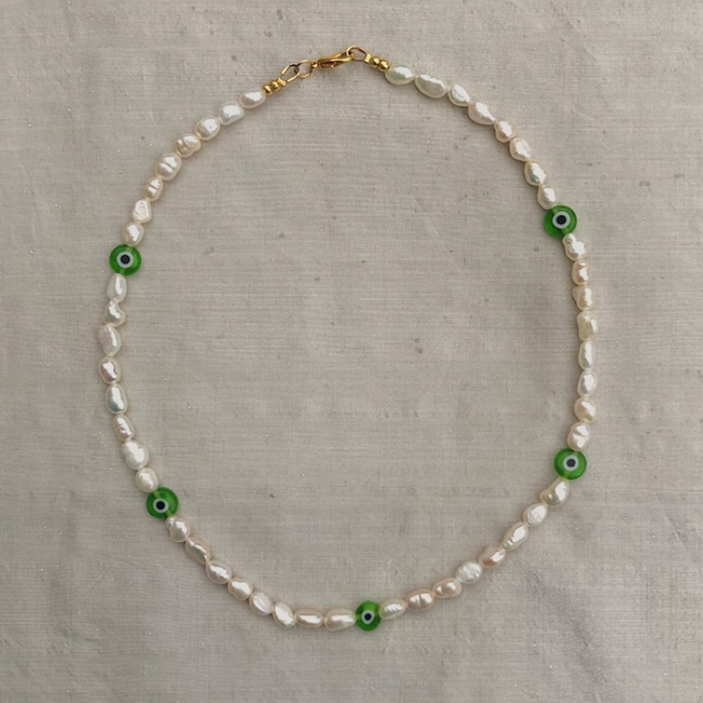 Fashion Devilu0027S Eye Pearl Titanium Steel Necklace 1 Piece