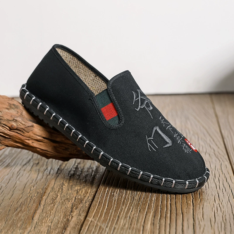 Новая вышивка старая пекинская тканая обувь холст обувь повседневная толстая педаль с мягкой подошвой полыни дезодорирующий общество