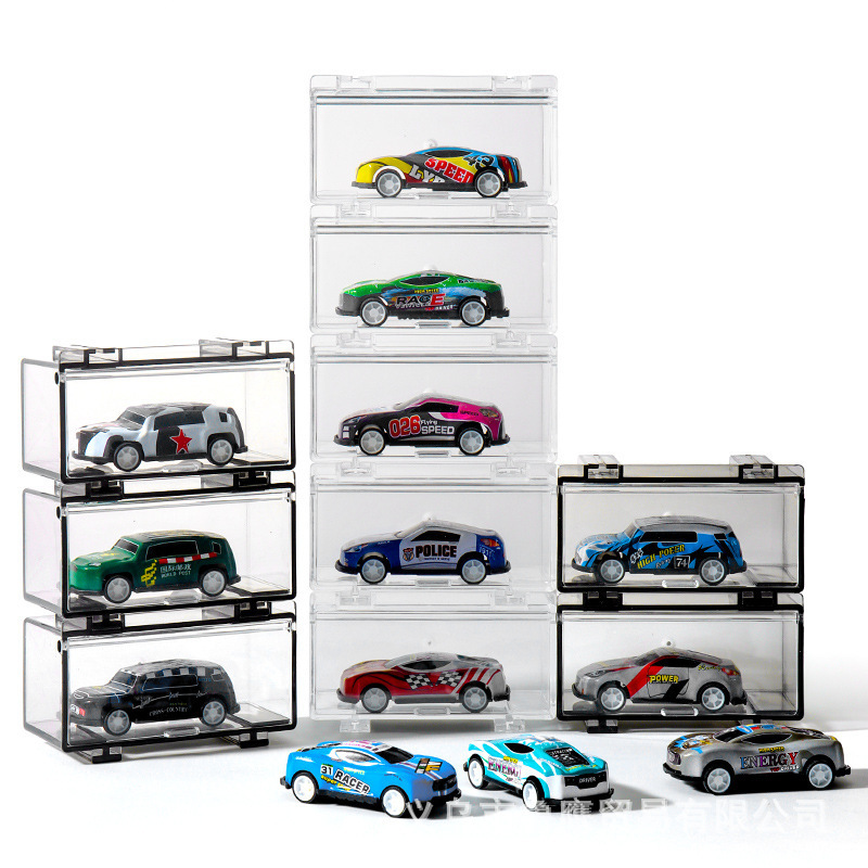 In-Stock Cross-Border 1:64 Die-Cast Car Tomica Hot Wheels Model Storage Box with Compartments and Doors Transparent Display Stand
