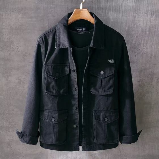 Washed multi-pocket fashion brand casual workwear jacket men's loose spring and autumn jacket Japanese jacket men's hair generation