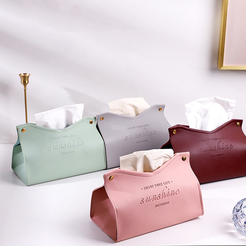 Modern simple tissue box waterproof living room and restaurant tissue box multi-purpose creative leather tissue box napkin storage box