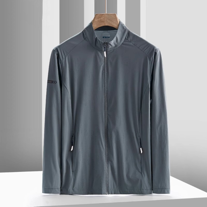 2024 Cross-border Summer Ice Silk Sun Protection Clothing Men's Breathable Loose Large Size Fishing Collar Sun Protection Clothing Jacket Men's Clothing