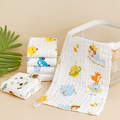 Six-layer gauze towel cartoon printed face towel baby drool towel burp small towel kindergarten child towel 