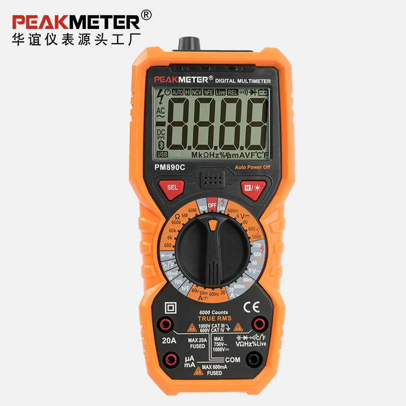PEAKMETER Huayi PM890C Цифровой мультиметр Полный счетчик антигорения Температура Емкость Частотный метр