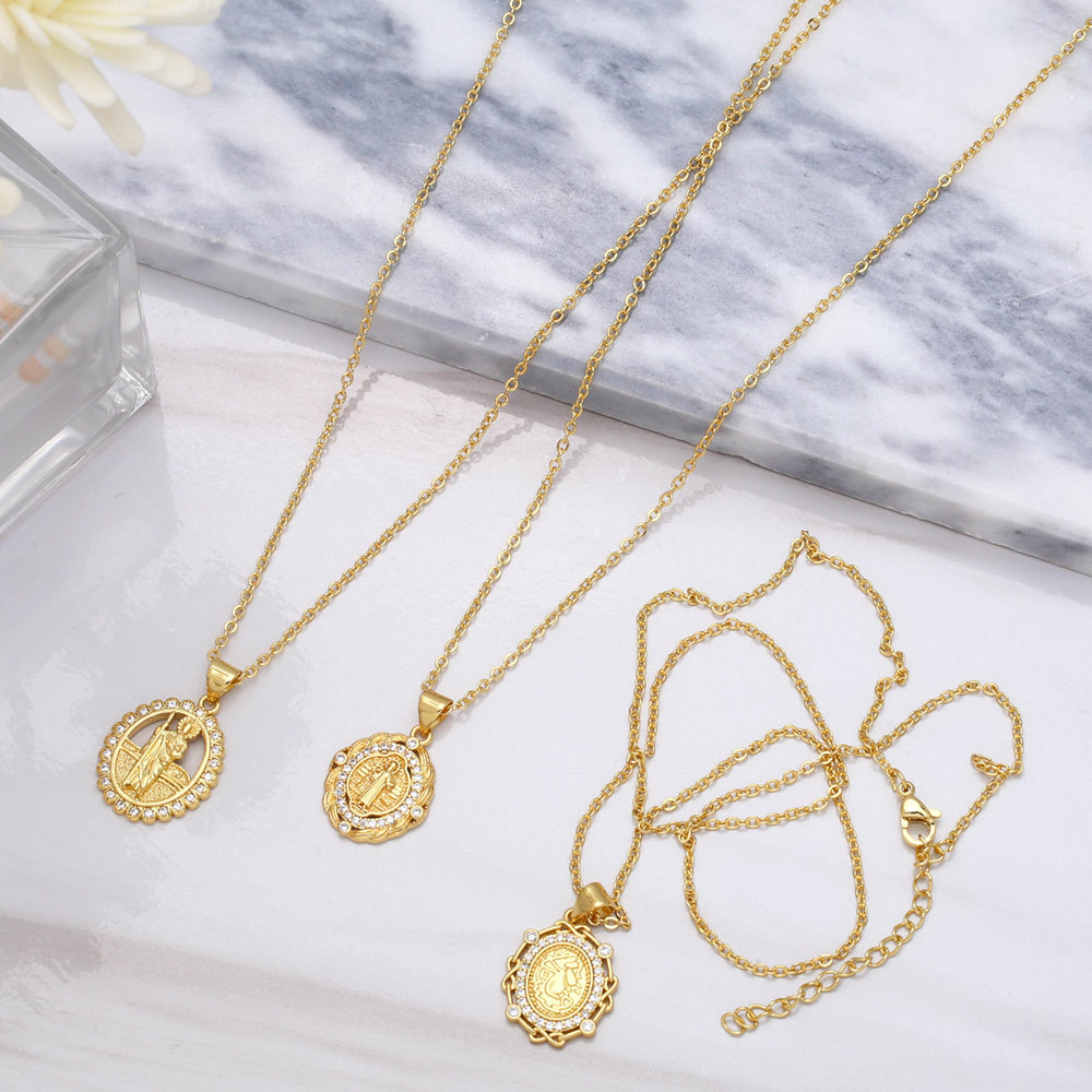 fashion religious creative diamond geometric round pendant