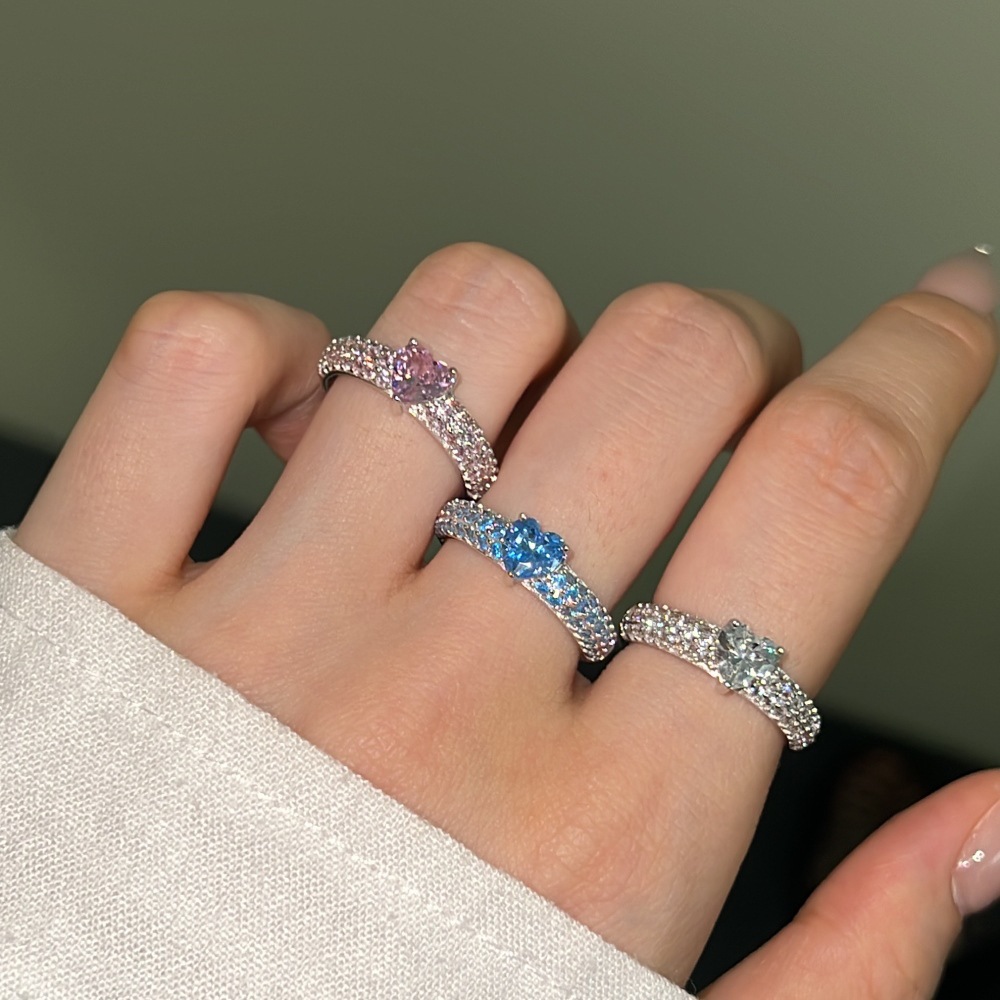 3g Weight Zircon Inlay Material Rings Classification 1 Piece Quantity Daily, Date Occasion 925 Sterling Silver Material Water Droplets, Heart Shape, Bow Knot Pattern Women's Gender Plating Design Elegant, Sweet Style 925 Sterling Silver Zircon Water Droplets Heart Shape Bow Knot Rings 925 Sterling Silver Rings 24