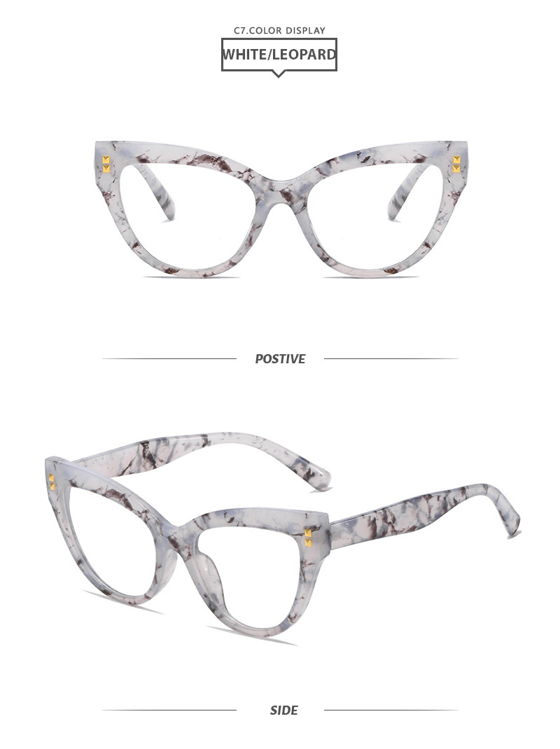 45g Weight Full Frame Glasses Structure Glasses Classification PC Lens Material Square Glasses Style Street Occasion Color Block Pattern Women'S Gender Retro Style Retro Color Block PC Square Full Frame Optical Glasses 9