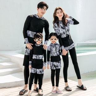 Parent-Child Diving Suit Family of Three Zipper Split Long Sleeve Trousers Children's Jellyfish Suit Surfing Swimsuit