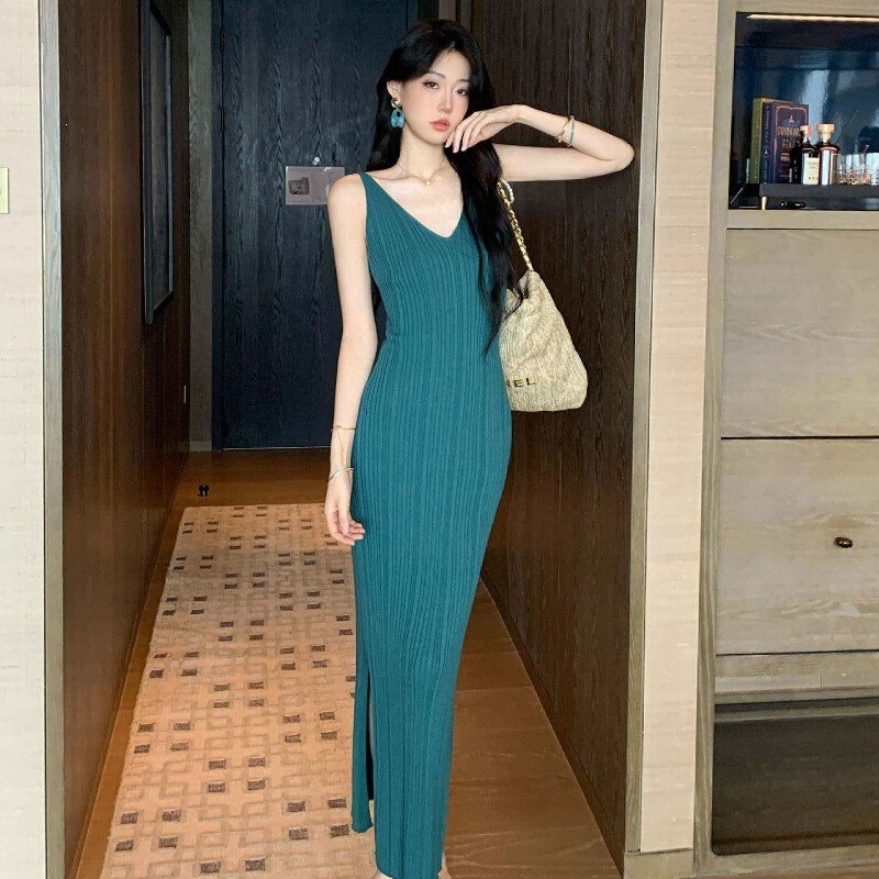 Goddess-style camisole dress with a high-quality texture, beautiful plus-size tank dress, extended length, bodycon, sleeveless, base dress for women in summer Goddess-style camisole dress with a high-quality texture, beautiful plus-size tank dress, extended length, bodycon, sleeveless, base dress for women in summer