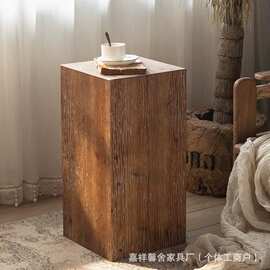 侘寂风老榆木木墩子家居客厅装饰盆栽工艺品底座茶几原木树桩边几