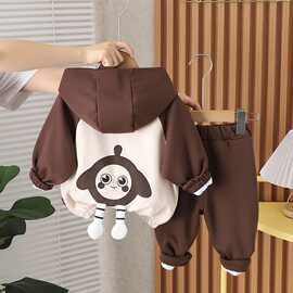 儿童早秋款拼色棒球服套装男童洋气运动服装卡通新款女童装宝宝潮