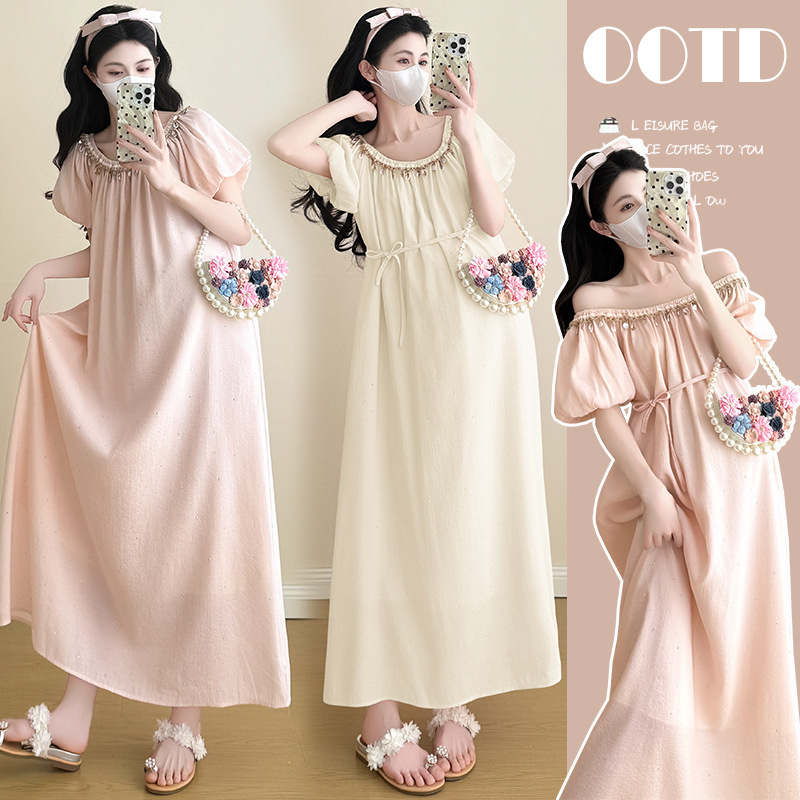 2025 Summer New Maternity Dress Design Niche Loose Short-sleeved dress Long Skirt