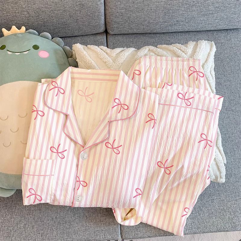 120G nubes de algodón pijama ropa para el hogar mangas cortas pantalones largos conjunto de entidad al por mayor pedidos de comercio exterior del sudeste asiático TK transfronterizo