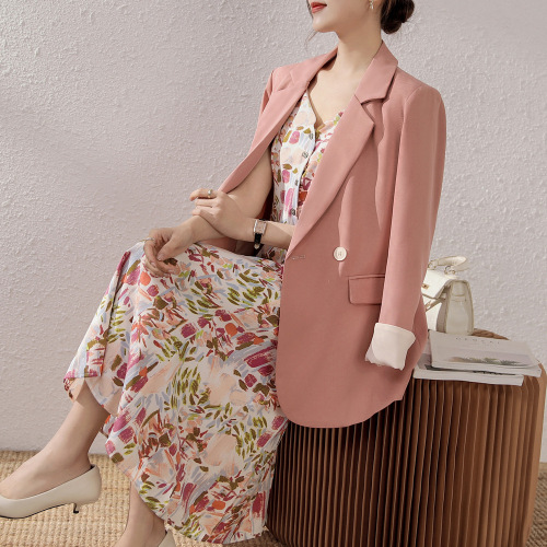 XZ032-suit jacket for women plus size women's small suit fat MM 200 pounds pink loose suit