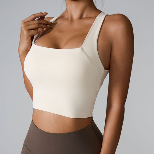 Ins 2024 Cross-Border Sports Bra, Nudist Invisible Shockproof Sports Bra with Back Cross Cup for Yoga