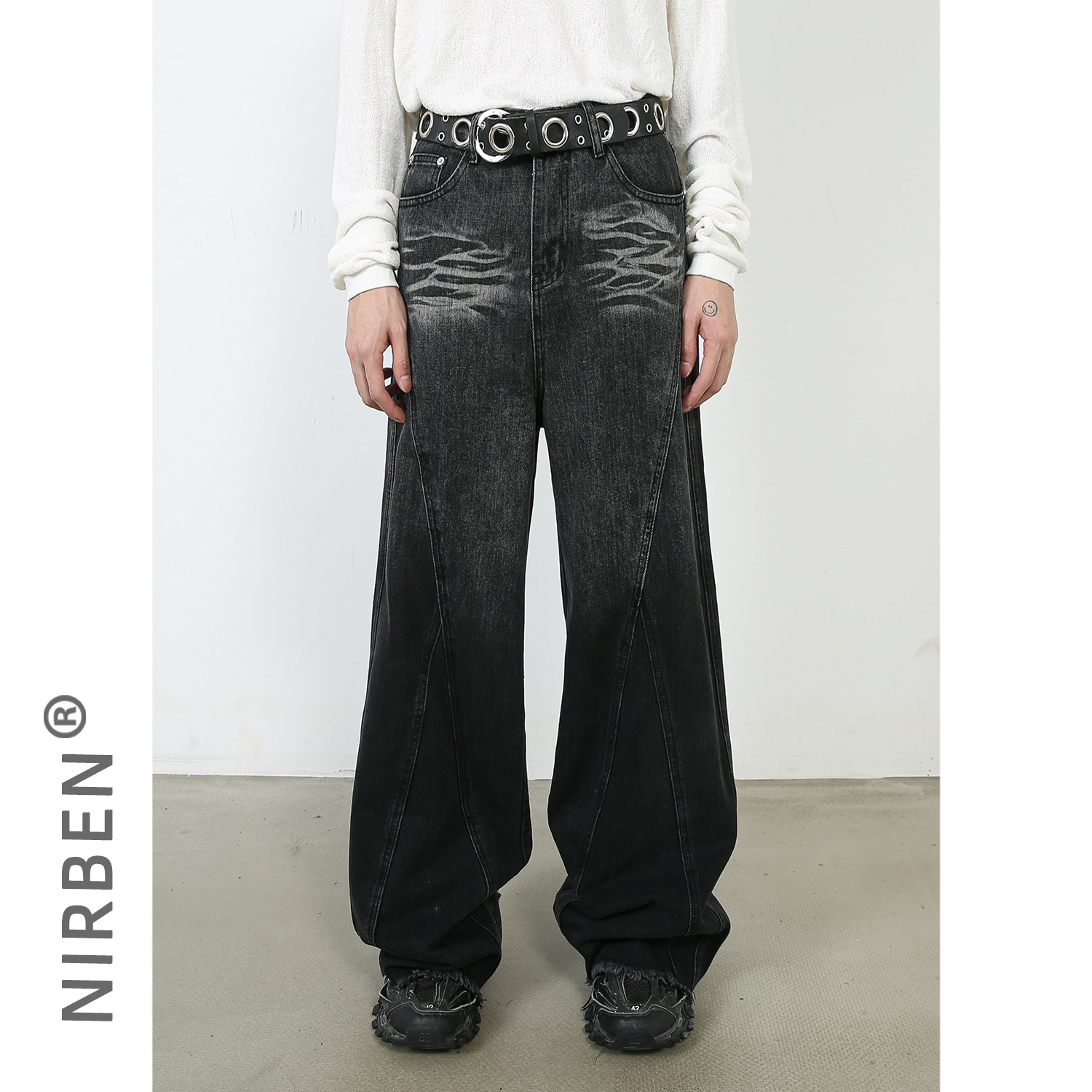 Nirben Denim | Nuevos pantalones vaqueros sueltos rectos retro sentido del diseño de los hombres American High sense pantalones Casuales
