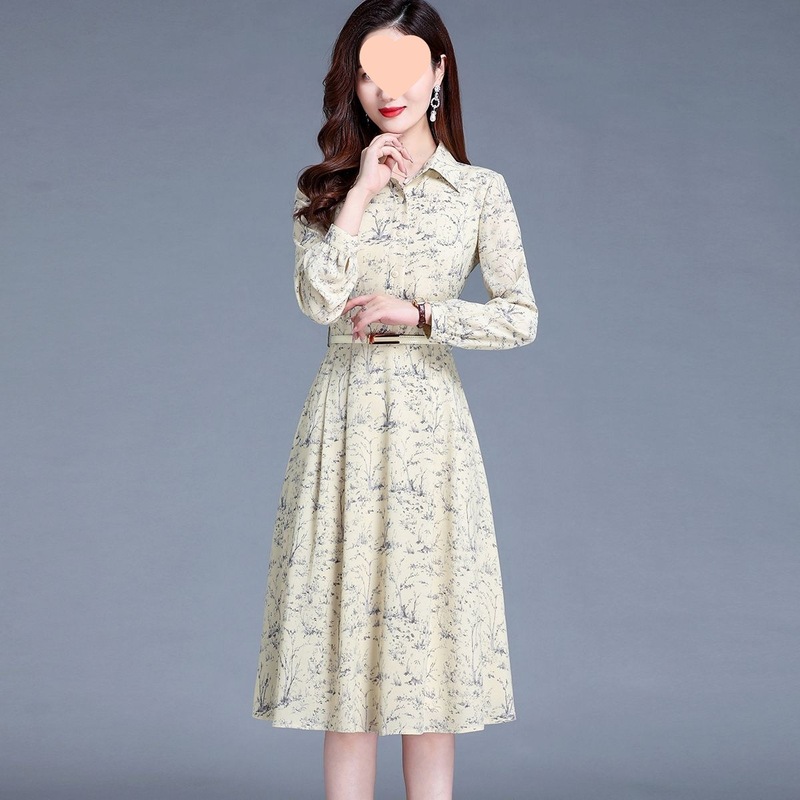 雪纺连衣裙女春季新款女装长袖感修身显瘦春秋装衬衫裙子|undefined