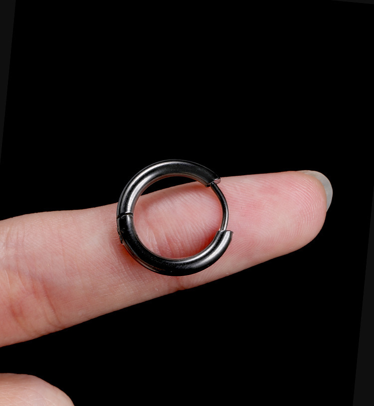 2.5mm Thick Titanium Steel Round Wire Plain Hoop Earrings - Stainless Steel Earrings Wholesale detail image 12