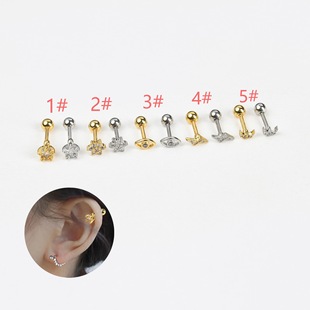 New simple ear bone nail fairy inlaid zircon earrings piercing products unisex geometric tongue nail lip nail wholesale