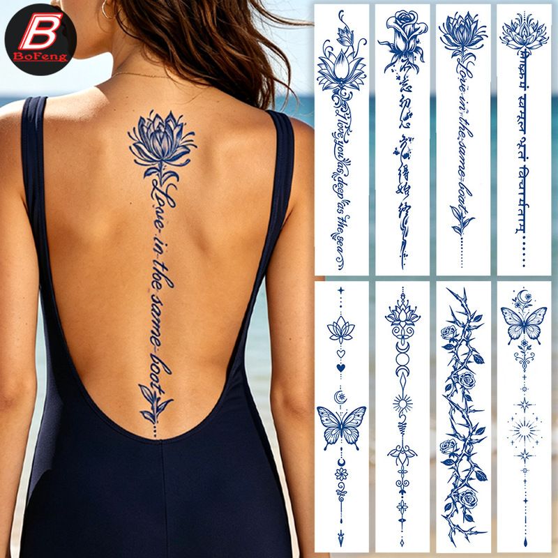 26 new spinal tattoo stickers, herbal juice waterproof tattoo stickers for the lumbar spine and back, realistic beauty long image tattoo 26 new spinal tattoo stickers, herbal juice waterproof tattoo stickers for the lumbar spine and back, realistic beauty long image tattoo