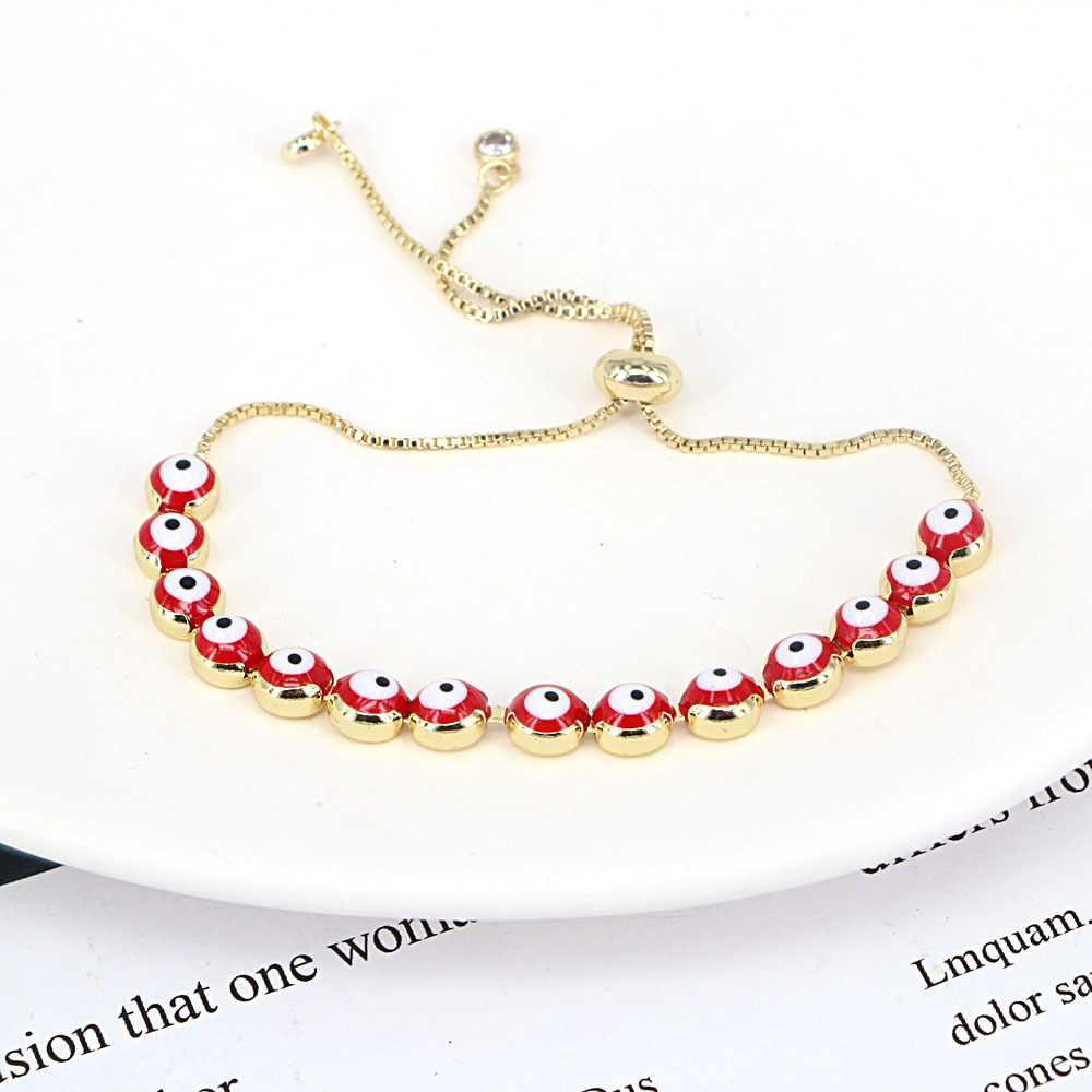 Bohemian melange Demon Eye Ladies Copper Bracelet Ethnic Adjustable Bracelet Hand Jewelry