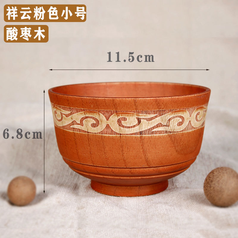 Suministro directo de Fábrica Nacional creativo de dibujos animados de madera tazón de madera anti-escaldado tazón de arroz para niños auspicioso ocho tesoros tazón de madera en stock al por mayor